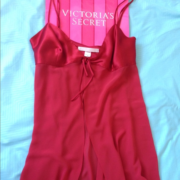 Victoria's Secret Red Chiffon Babydoll Silky Sz M - Picture 6 of 8